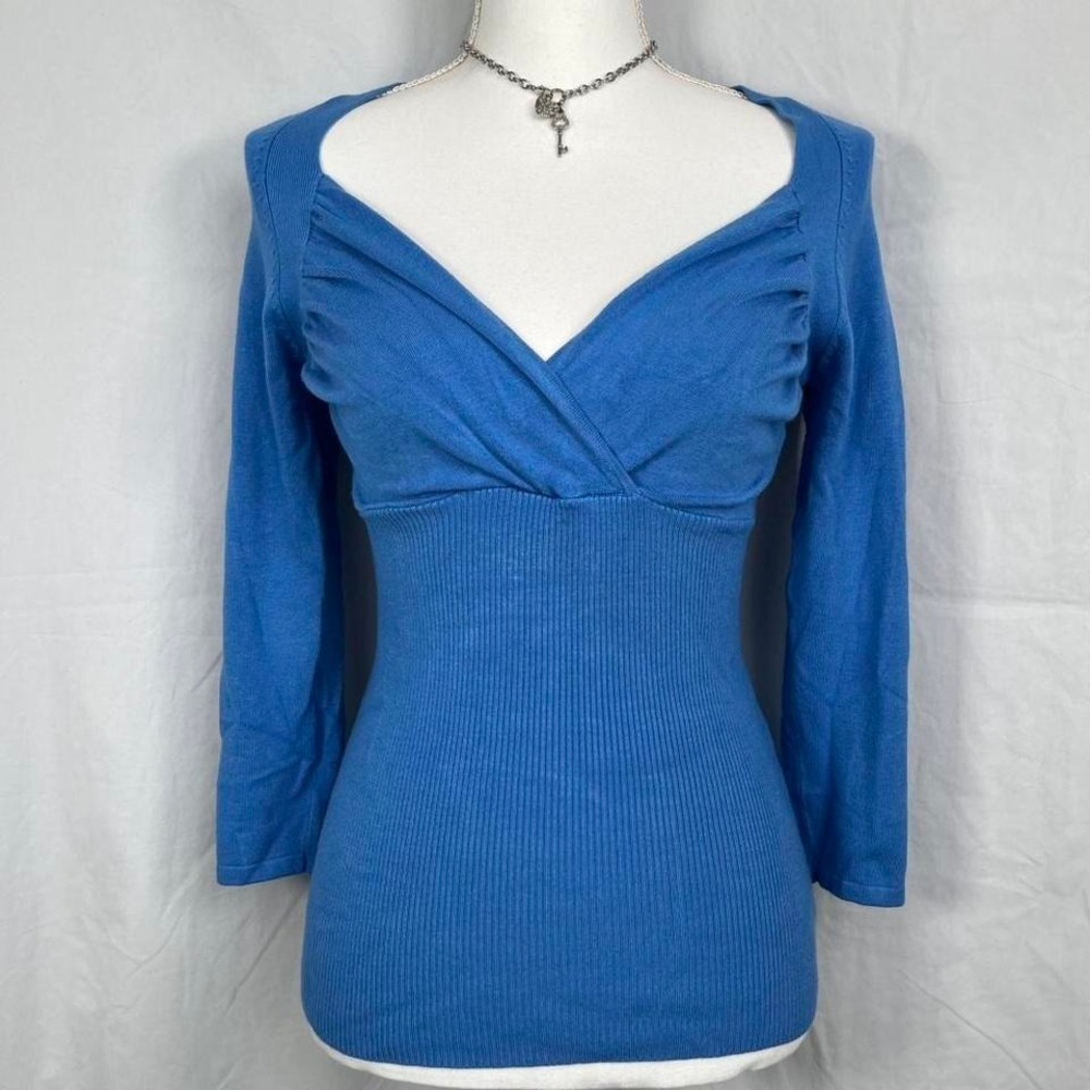 vintage y2k blue babydoll fitted long sleeve top
